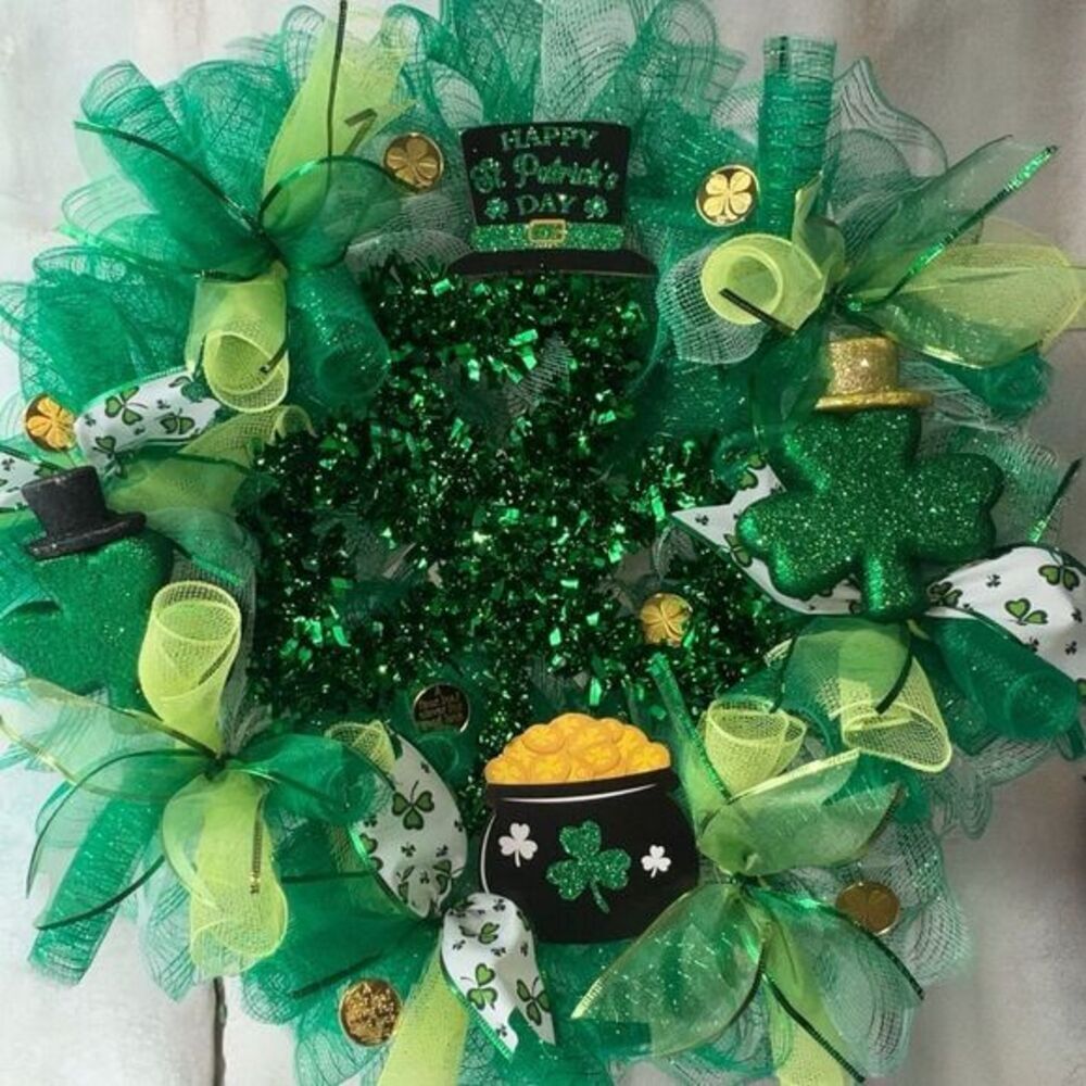 XL- wreath Beautiful St. Patrick’s Day wreath hand made deco mesh wreath
